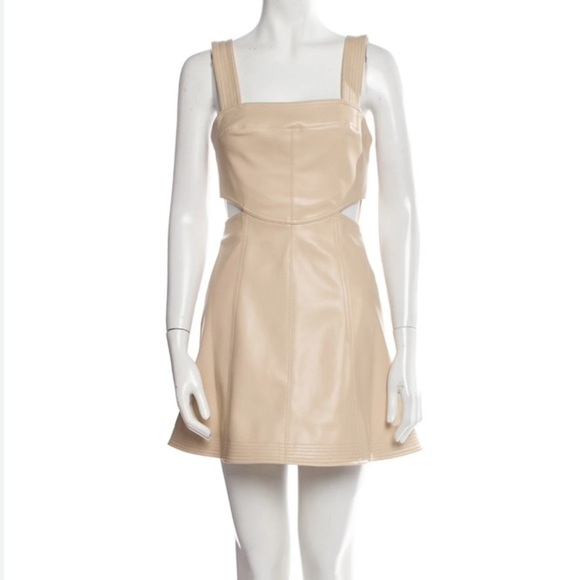 Jonathan Simkhai vegan leather cut out mini dress in vanilla - Picture 2 of 14